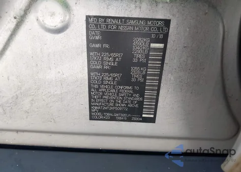 2019 Nissan Rogue Sv from USA, damaged, VIN KNMAT2MT2KP509772